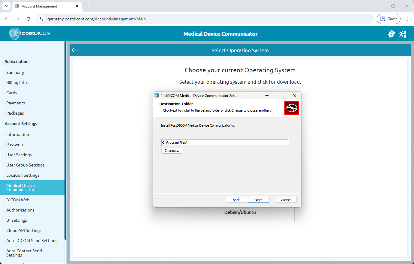 Create, Download and Install Medical Device Communicator (MeDiC) for Windows