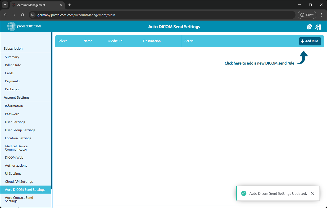 How To Manage Your Auto DICOM Send Settings